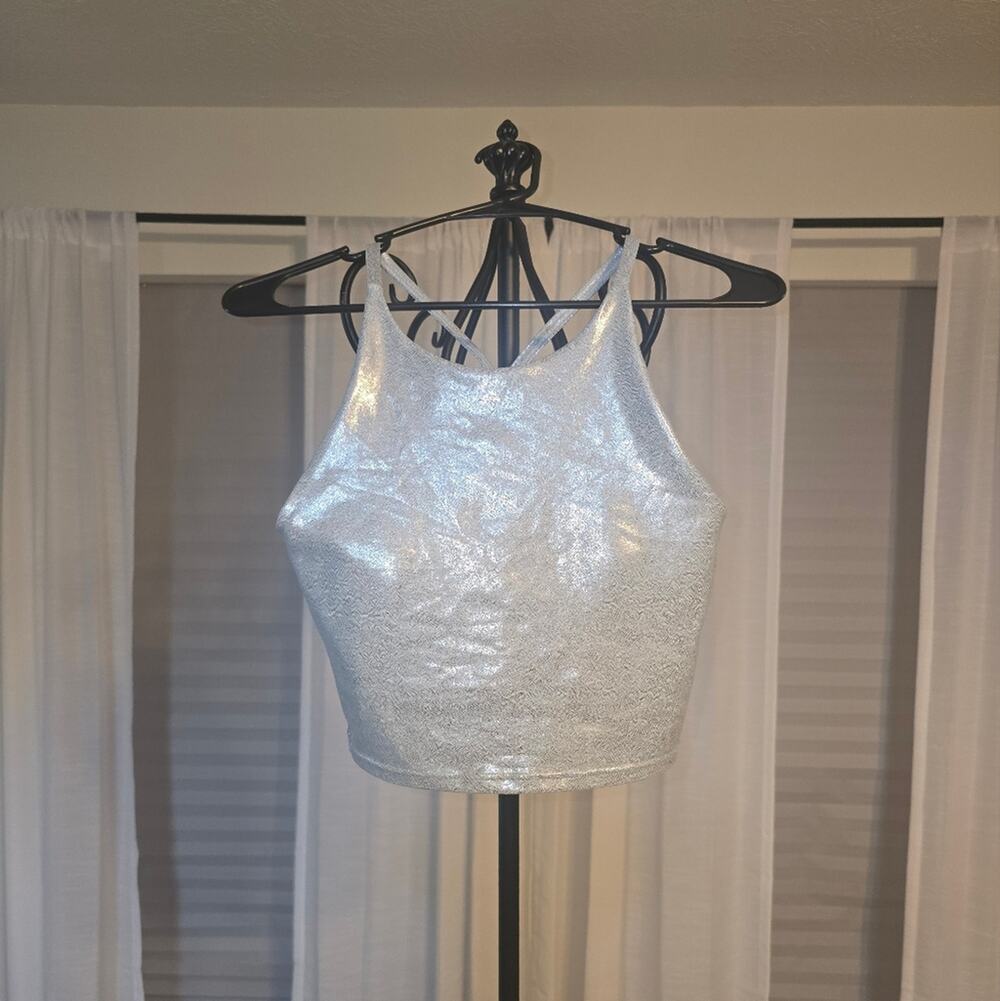 Old Navy Shimmering Silver Tank Firness Top